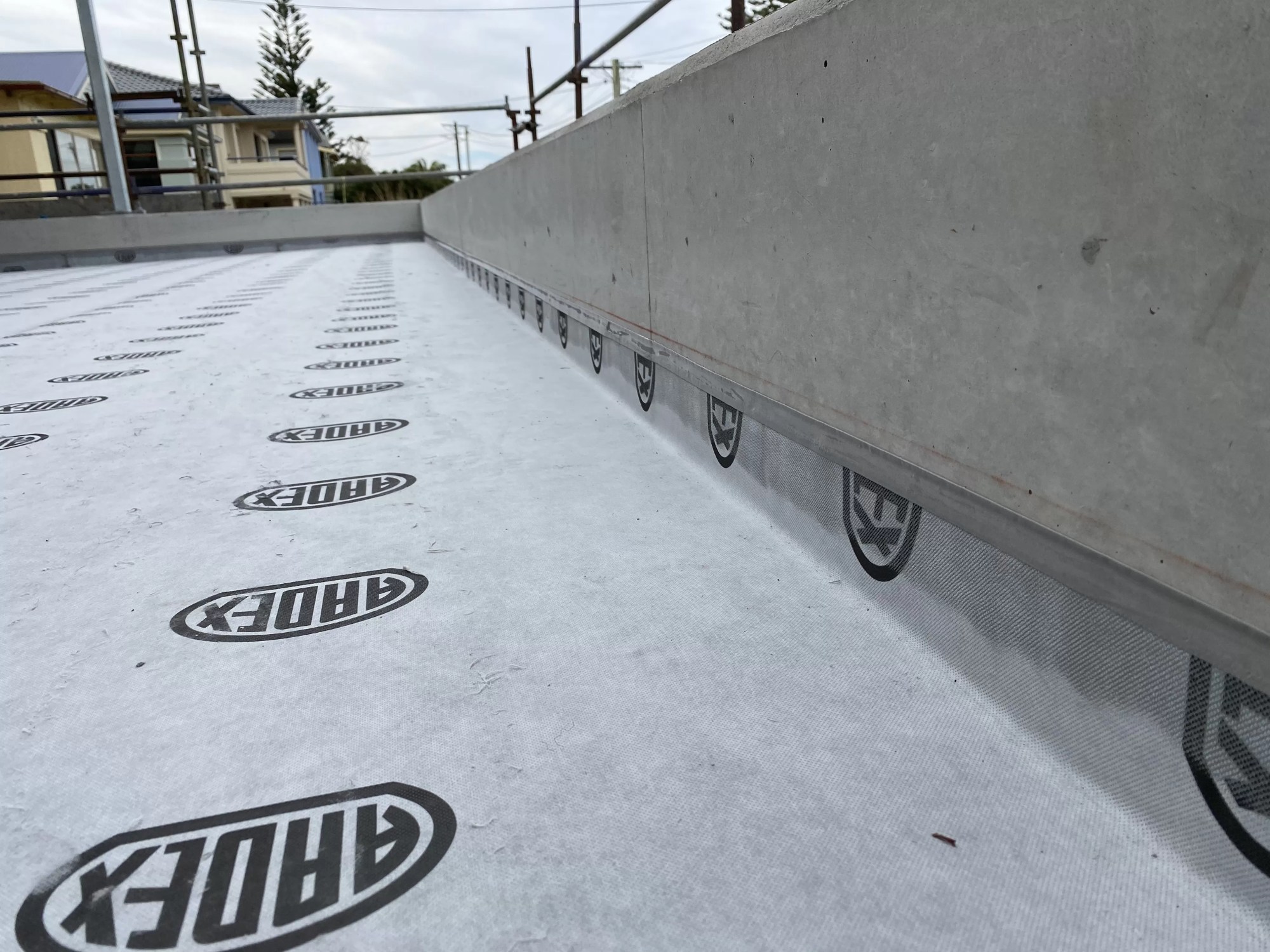 ARDEX WPM 1000 sheet membrane installed on a concrete deck