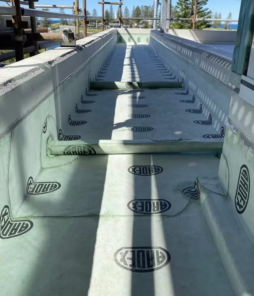 ARDEX Root Repell membrane installed inside a planter box