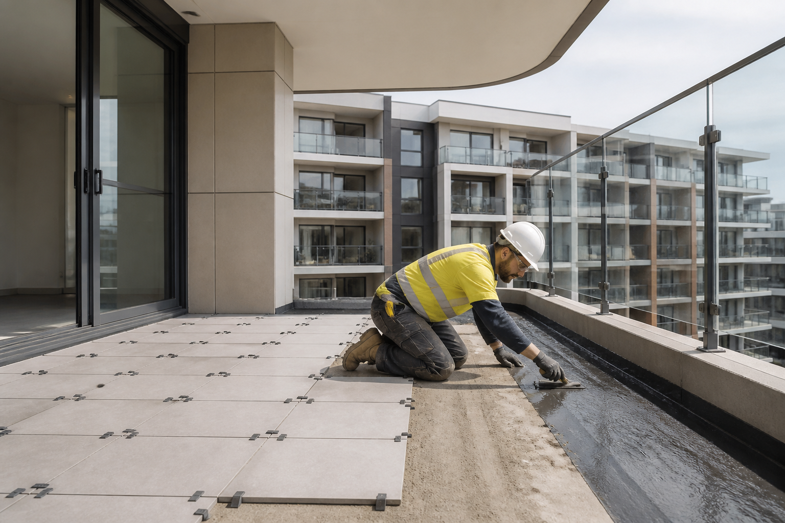Apartment balcony upgrade in progress